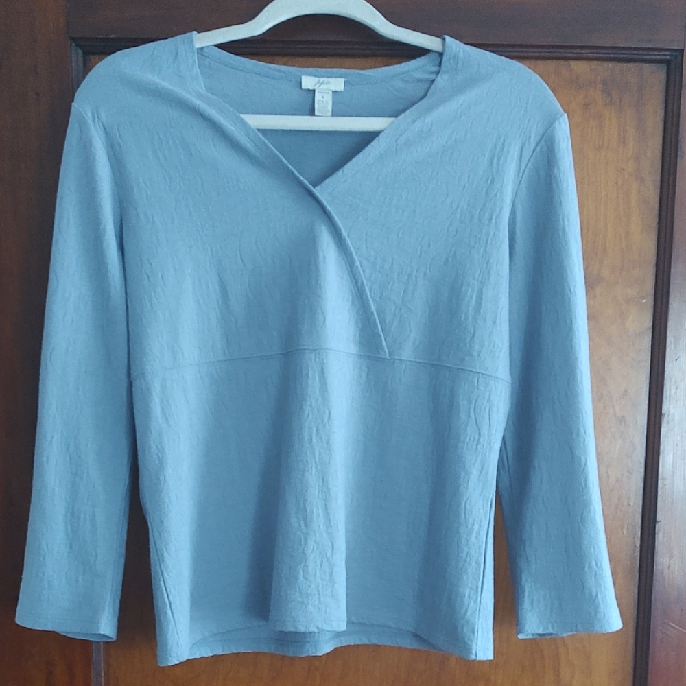 J. Jill Light Blue Long Sleeve Crossover V-Neck Top